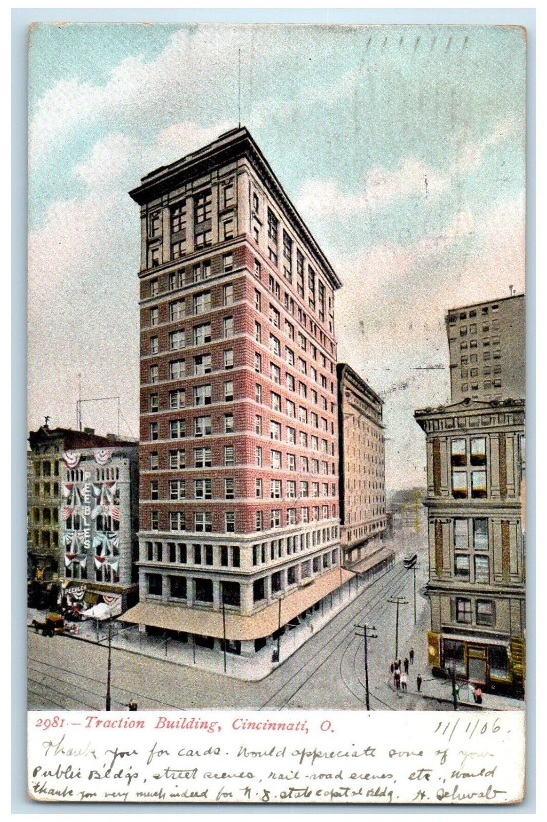 1906 Traction Building Exterior Street Road Cincinnati Ohio OH Vintage Postcard