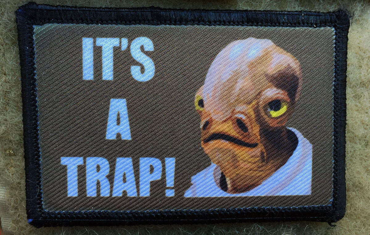 It's a Trap Morale Patch Funny Tactical Military USA Hook  Army Flag