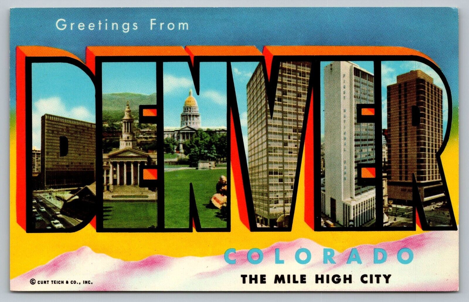 Postcard Large Letter Greetings From Denver Colorado The Mile High City Curt