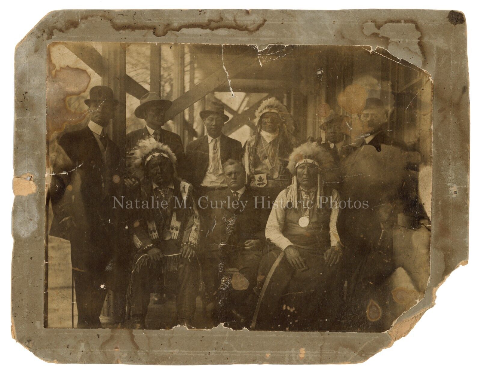 c1913 Native American Indian Chiefs Caucasian Business Men Photo