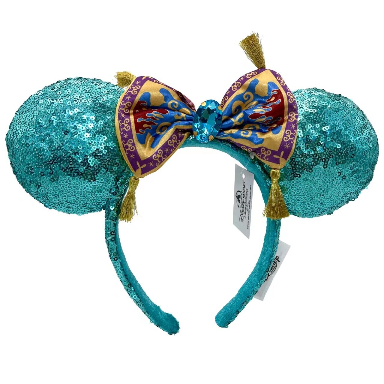 Disney-Aladdin Jasmine Magic Carpet Bow Sequin Palace Green Minnie Ears Headband