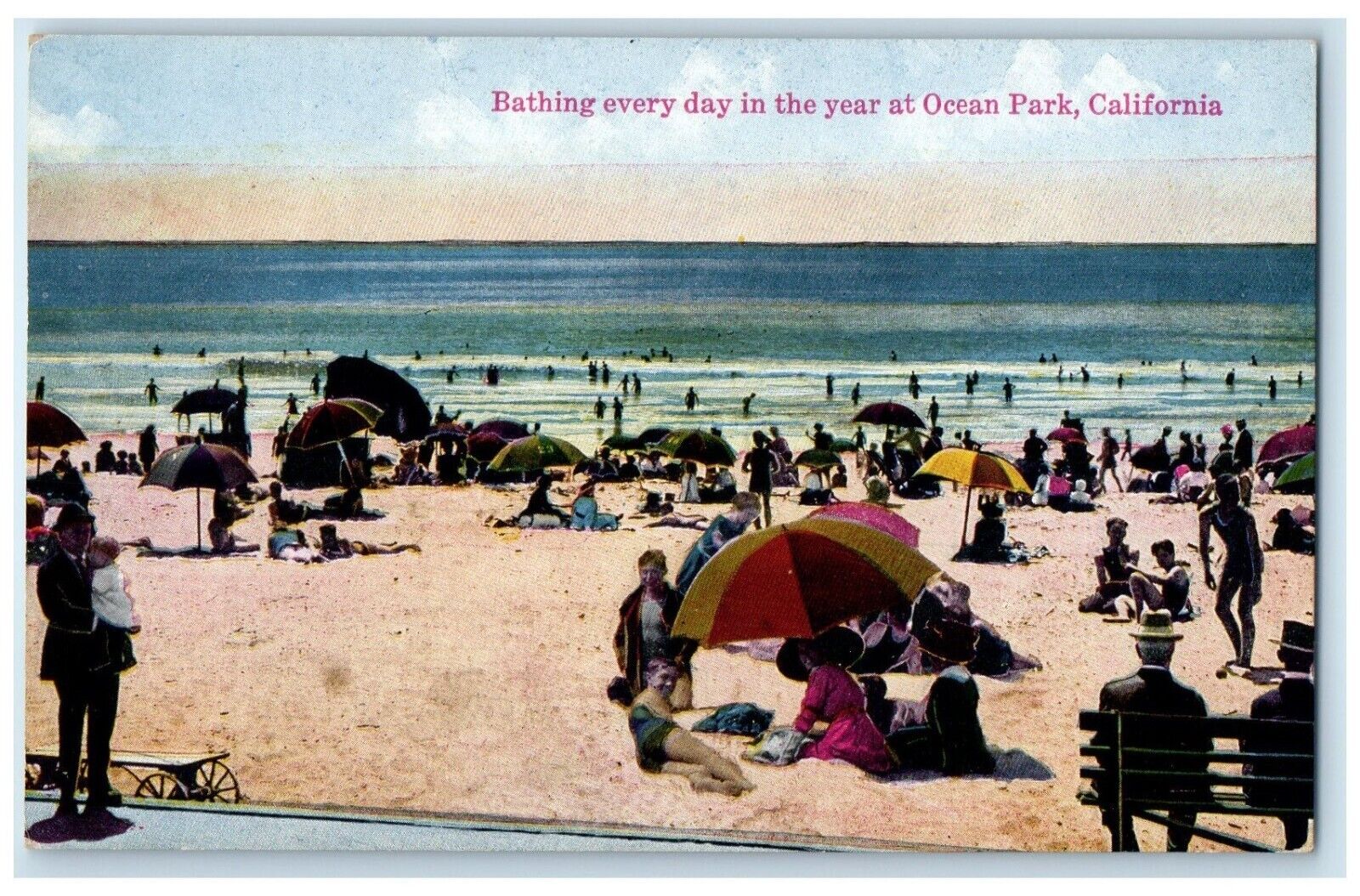 c1930\'s Bathing Everyday In The Year At Ocean Park California CA Postcard