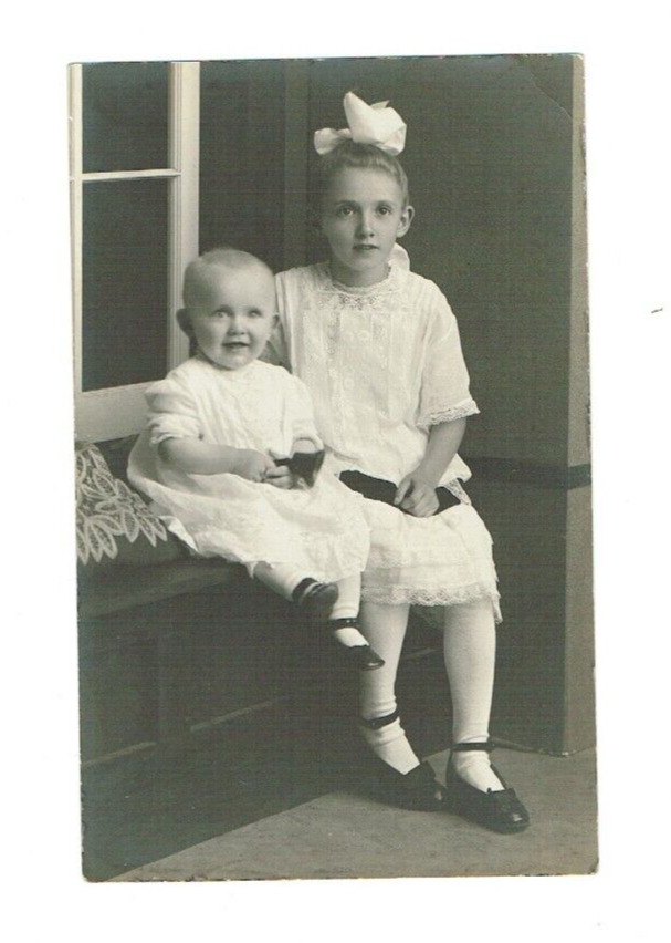 Postcard Photo of Two Young Girls Unposted