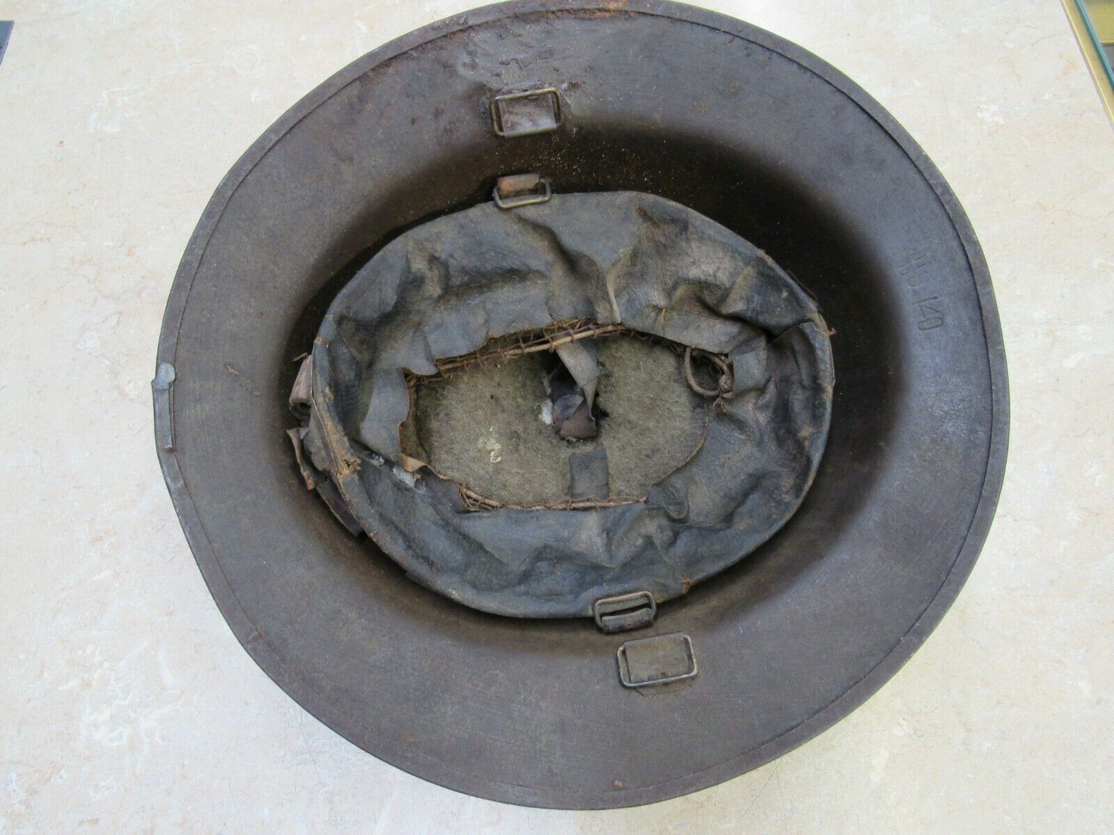US WW1 M1917 Helmet Shell Rusty & Dented Marked HS 140 Detached Liner 