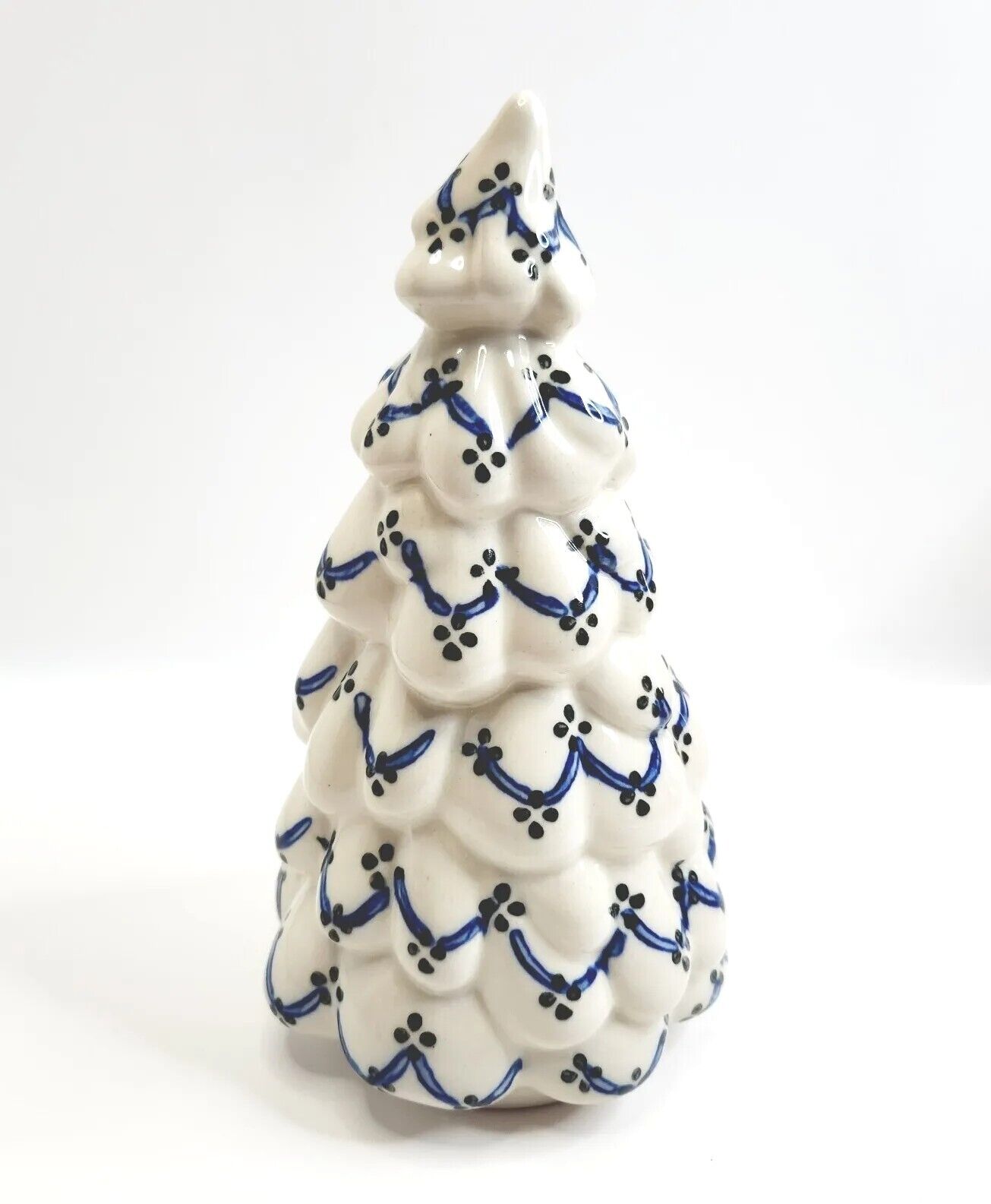 Vtg Boleslawiec Christmas Tree Ceramic Figure Ceramika Artystyczna Blue Ribbon 8