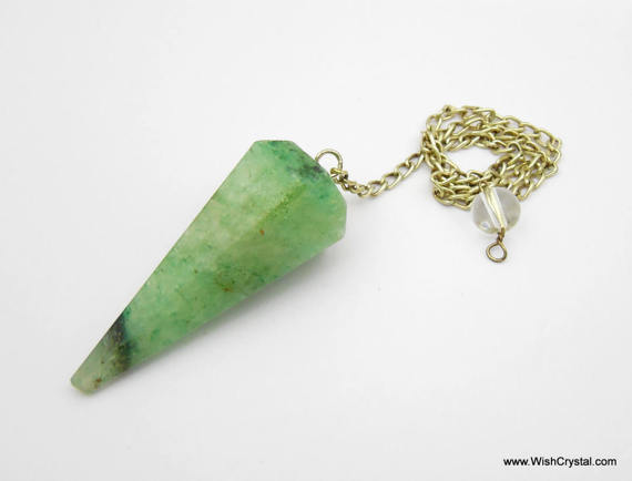 Beautiful Faceted Green Aventurine pendulum Pendant With Crystal Bead