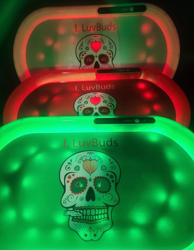 HOT SKULL LED Glow Rolling Tray *Rechargeable* + Felt Bag | *USA* FAST Shipping