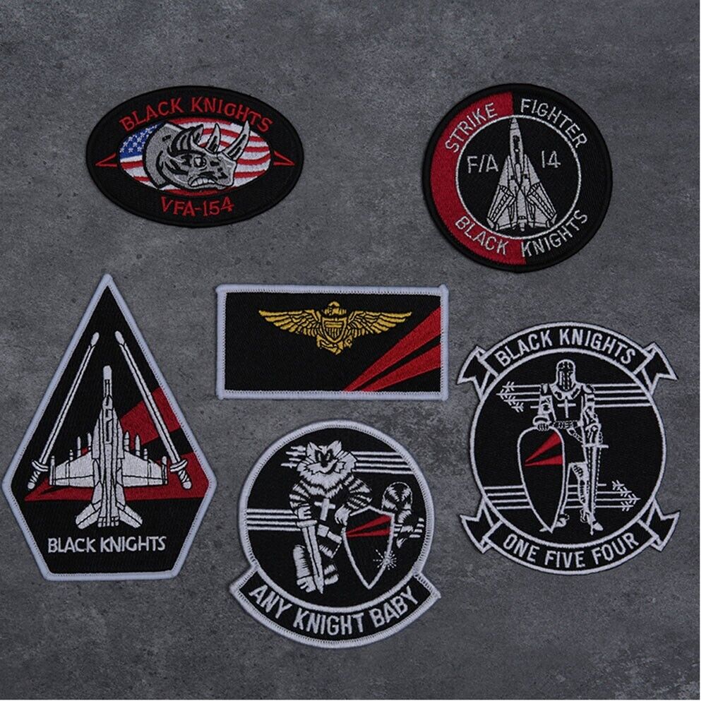 6PCS US Navy Strike Fighter Squadron 154 Patch VFA-154 Black Knight Insignia