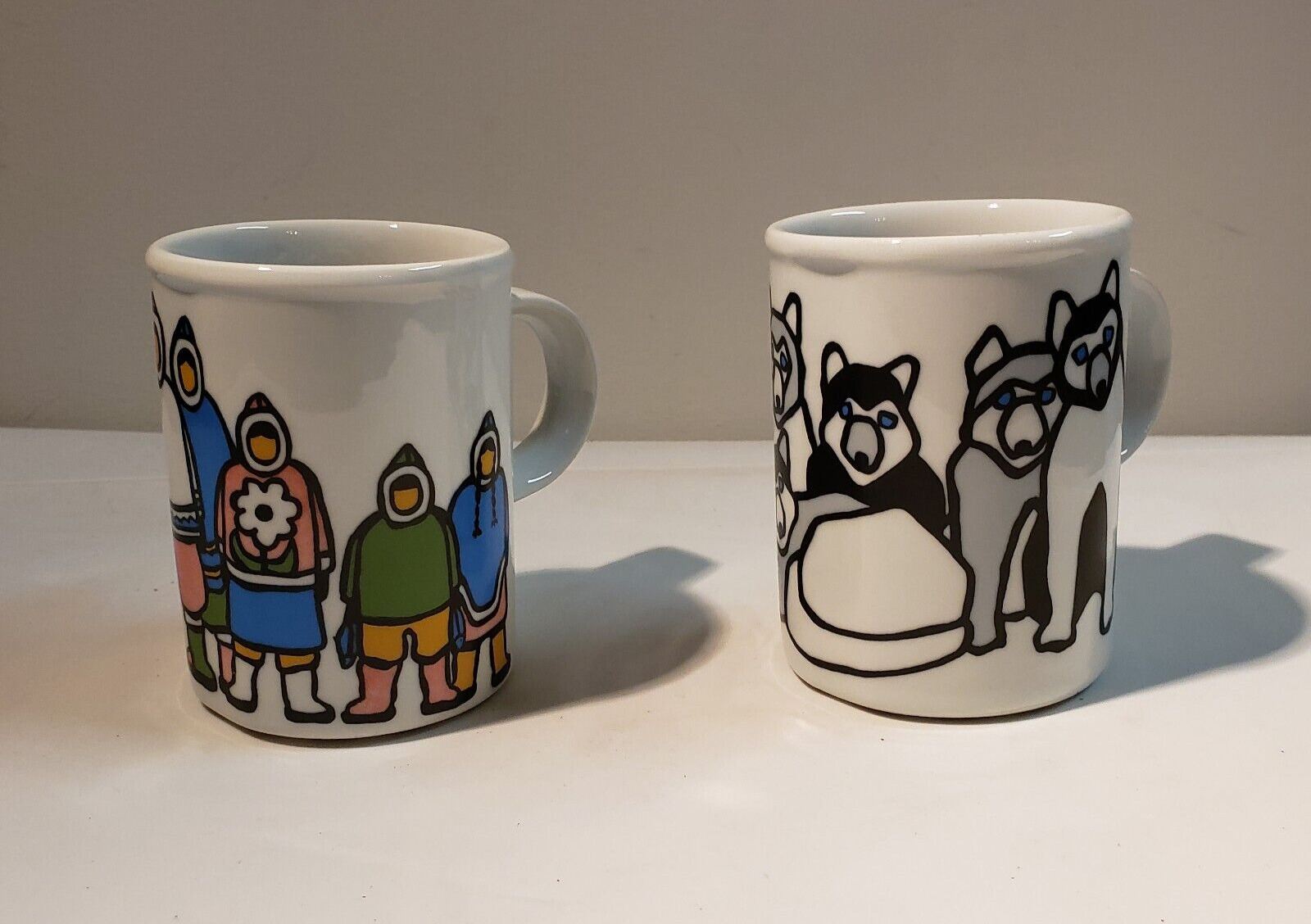 Lot of 2 - Marc Tetro Eskimos & Huskies Coffee Mugs By Danesco