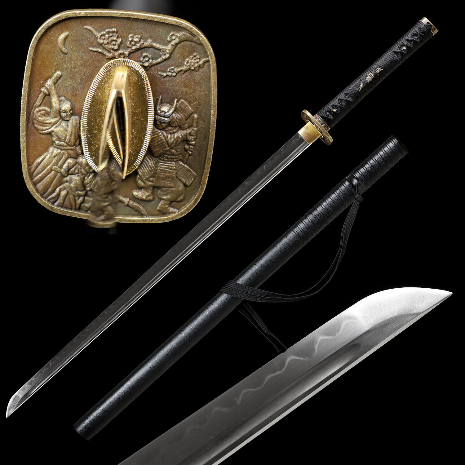 Black Ninjato Battle Ready T10 Steel Clay Tempered Ninja Sword Full Tang Sharp