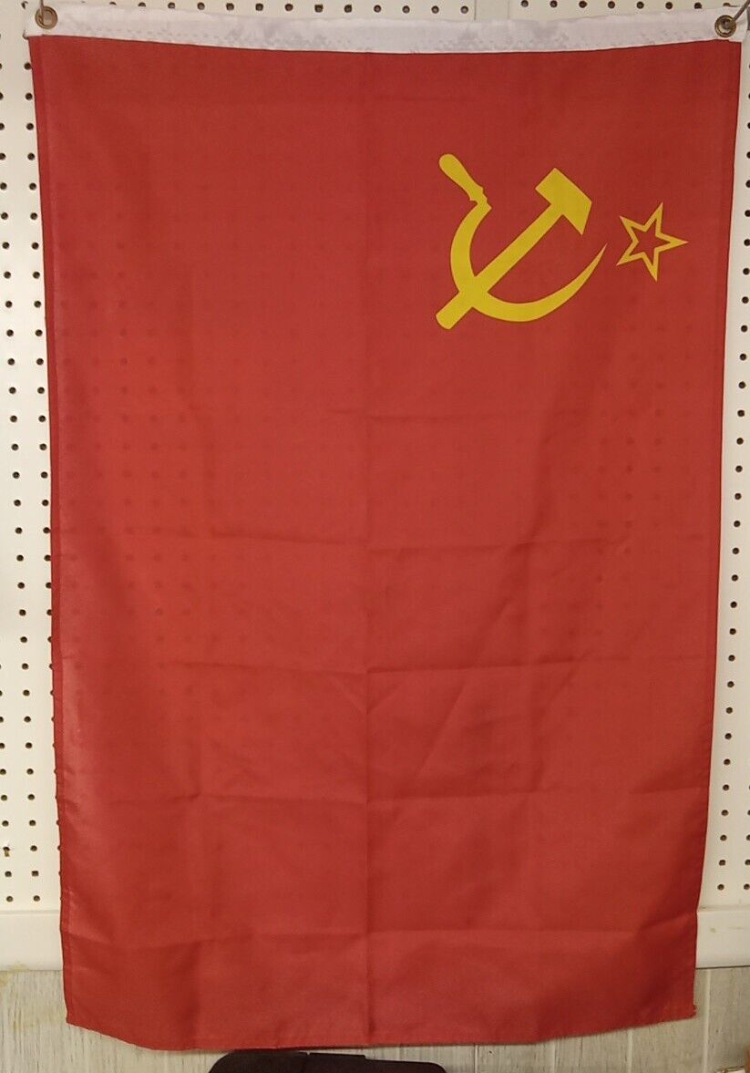 Vintage 1990s Soviet Union USSR Hammer/Sickle Flag Cold War Era Euc 2\'X3\' RUSSIA