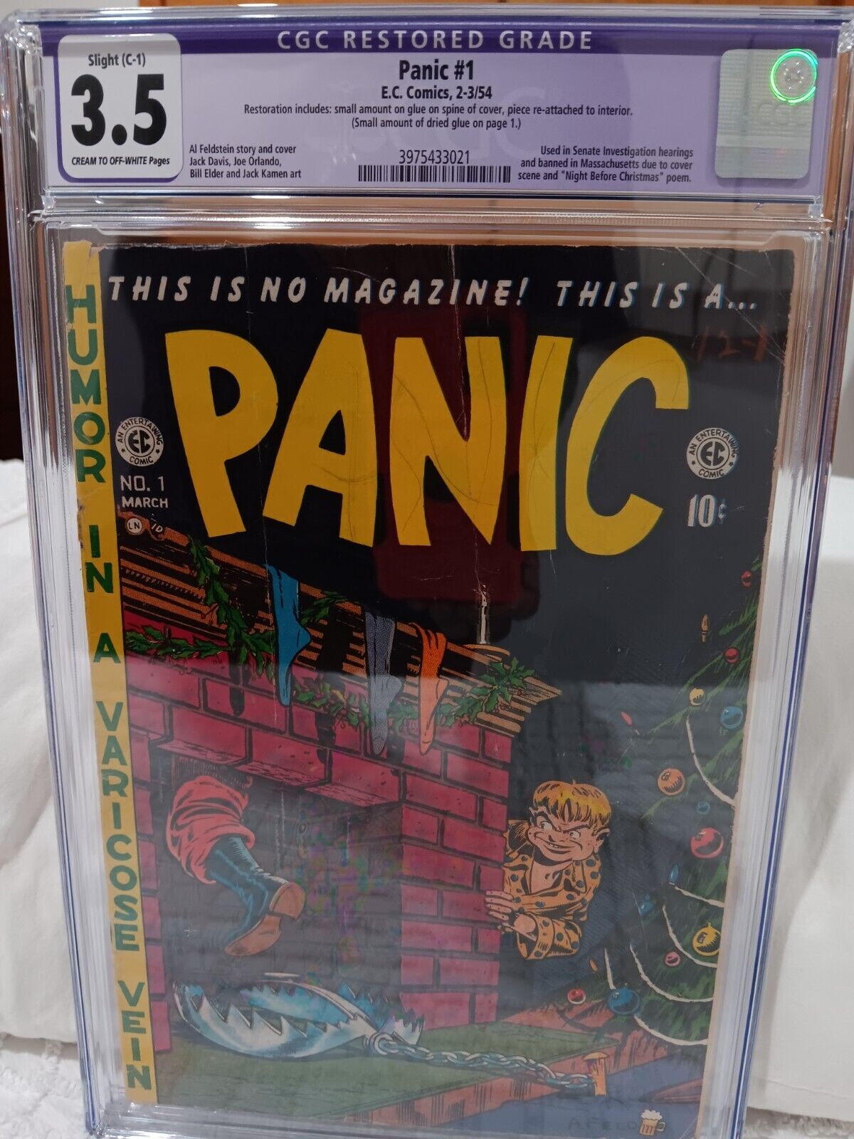 Panic #1 (E.C. Comics, 1954) Controversial, Banned in MA, Restored, CGC 3.5