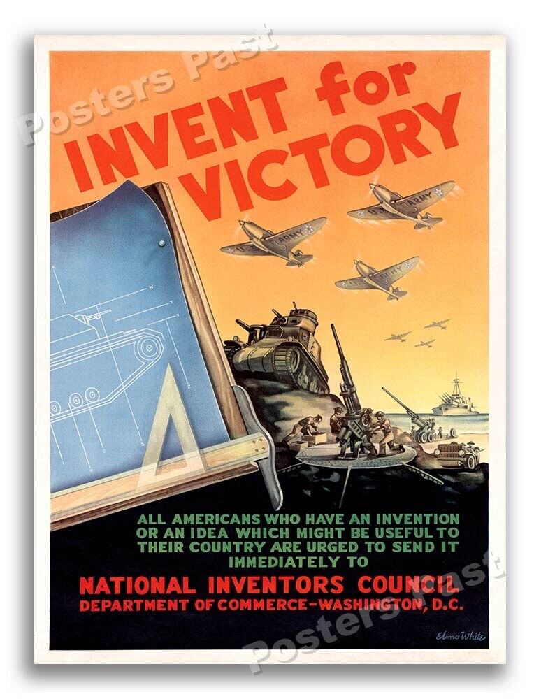 1940s Invent for Victory WWII Historic War Poster - 18x24