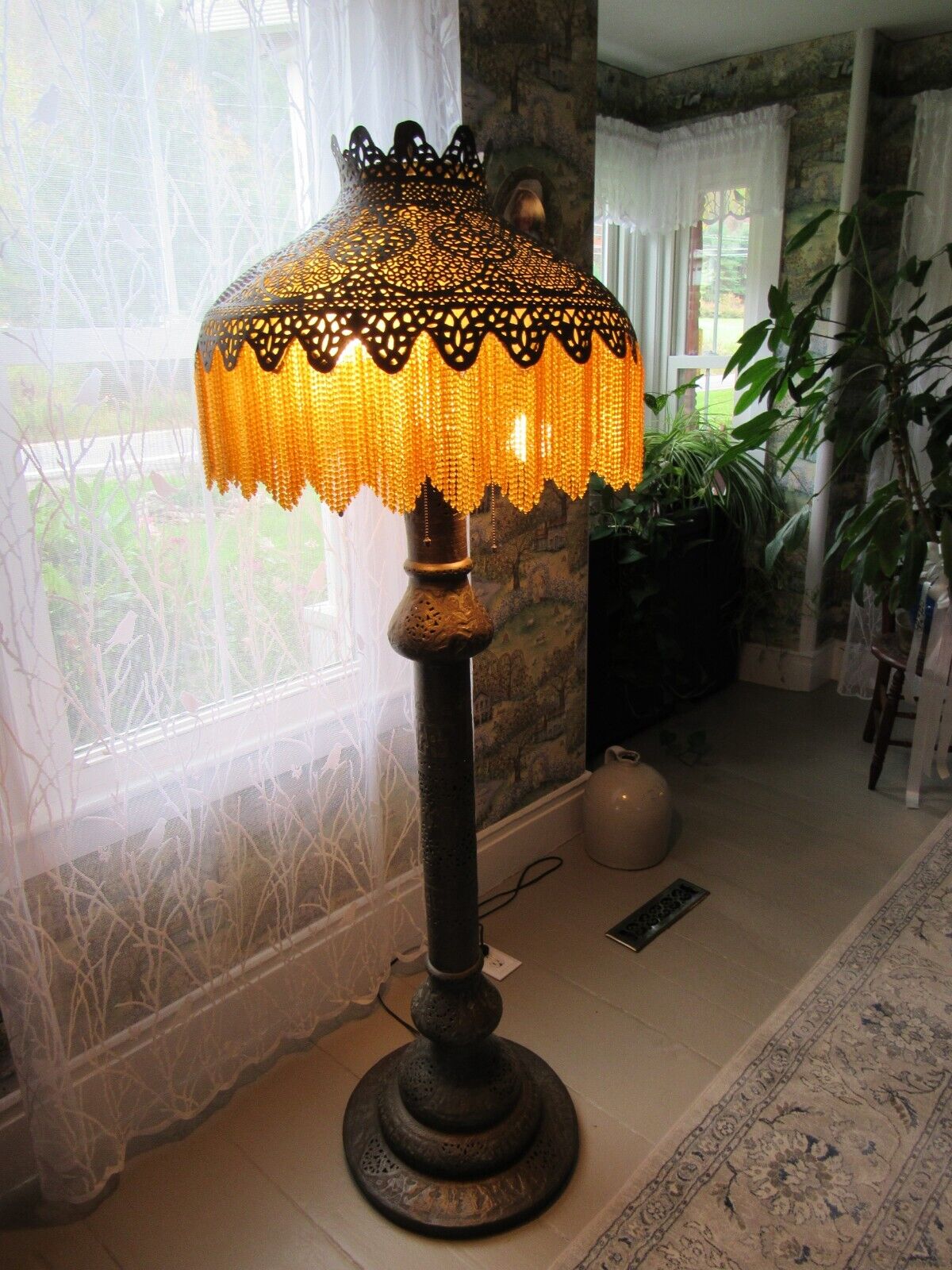 Antique Moorish Brass Floor Lamp. Stunning one-of-a-kind masterpiece.  