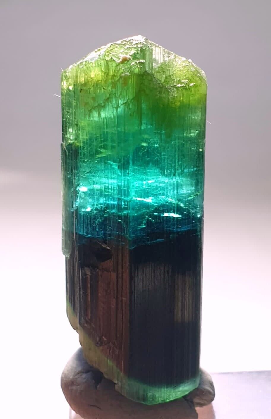 Top bi colour Indicolite open colour tourmaline crystal