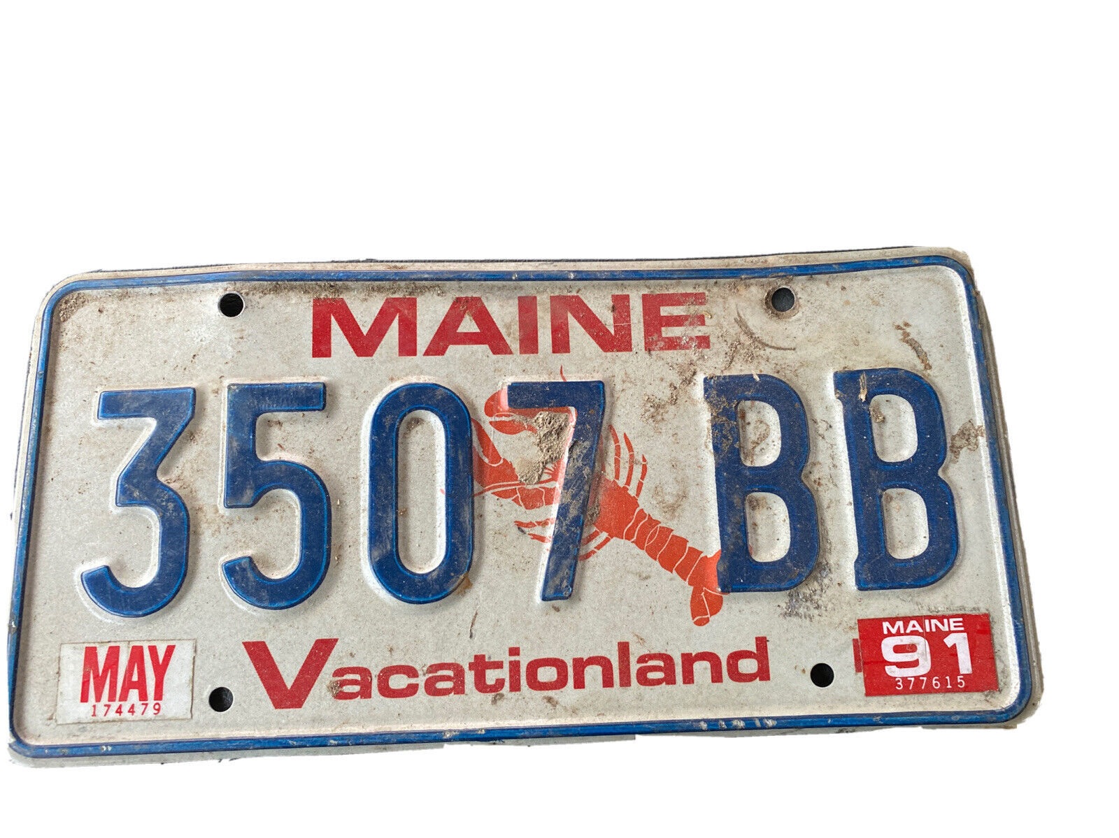 Vintage 1991 maine license plate 3507 BB  VACATIONLAND