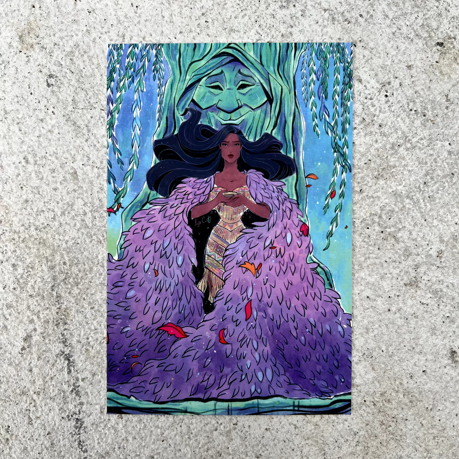 Disney Pocahontas Mini Art Print Watercolor Postcard NEW Movie