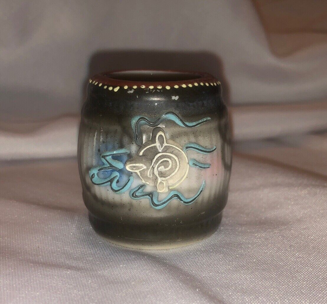 Nikoniko China Dragonware Miniature Vase Jar Toothpick Holder Hand Painted Japan