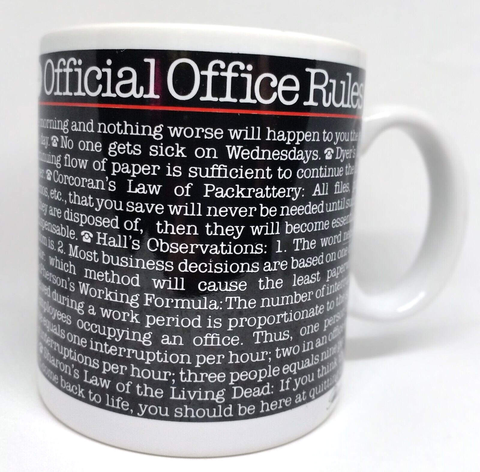 Vintage 1983 Official Office Rules Coffee Mug Toscany Japan