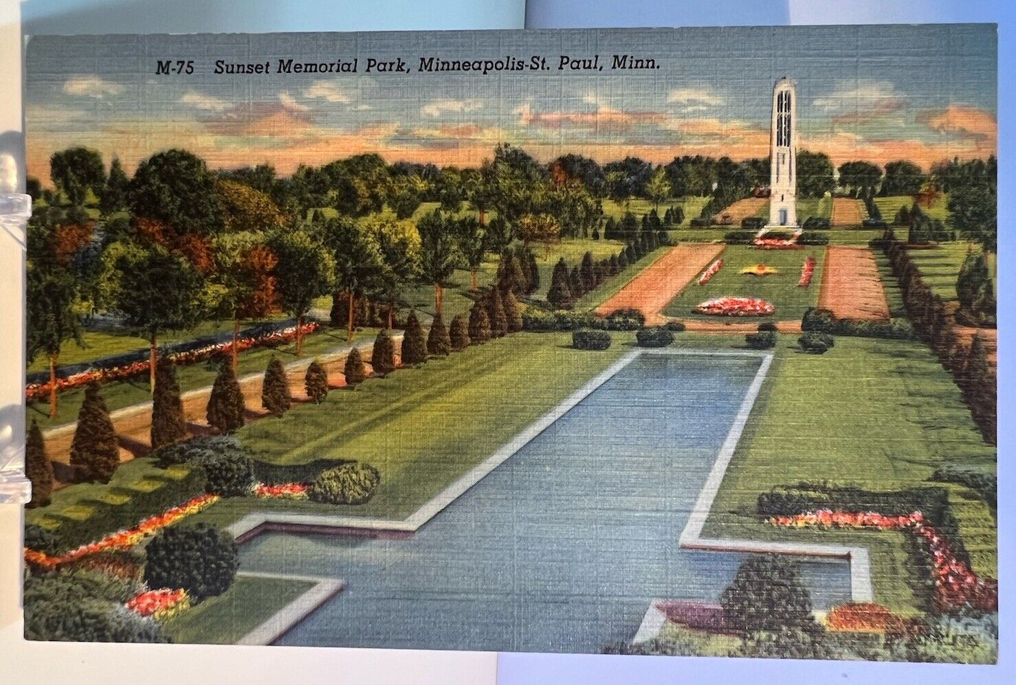 Sunset Memorial Park Minneapolis St. Paul Minnesota 1942 Linen Postcard