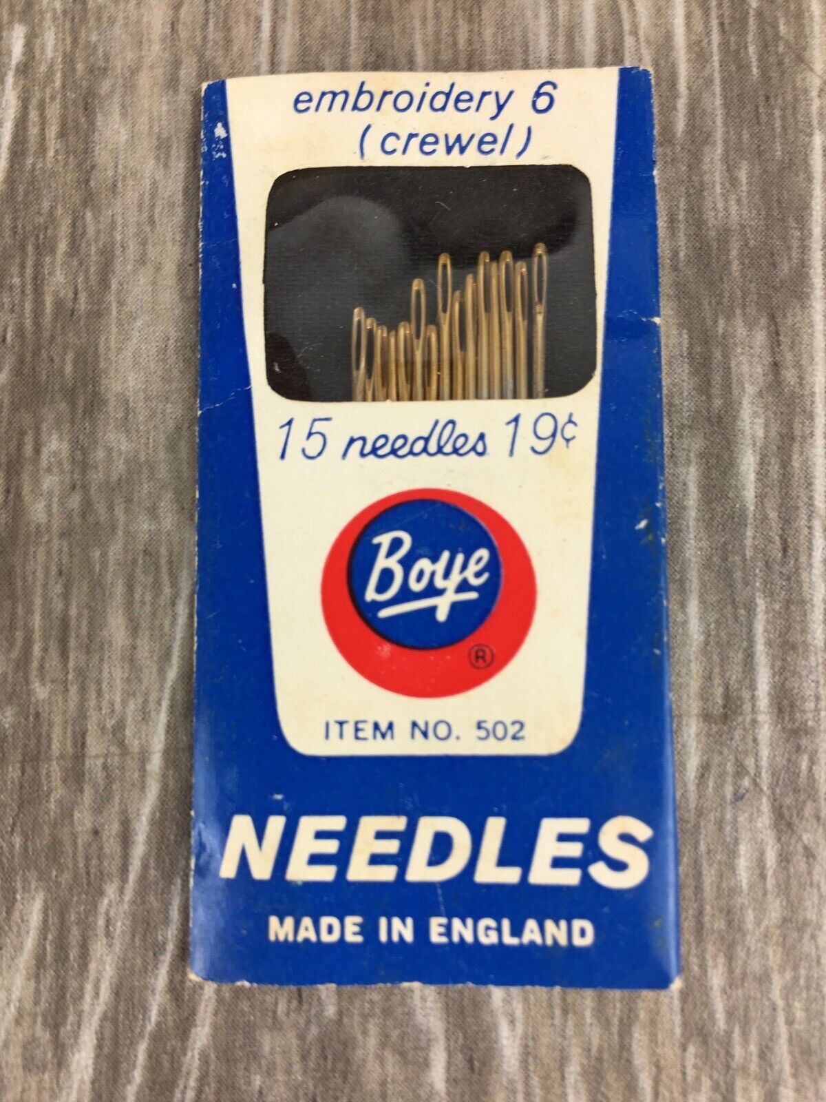 Boye Embroidery 6 Crewel 15 Needles No. 502 England