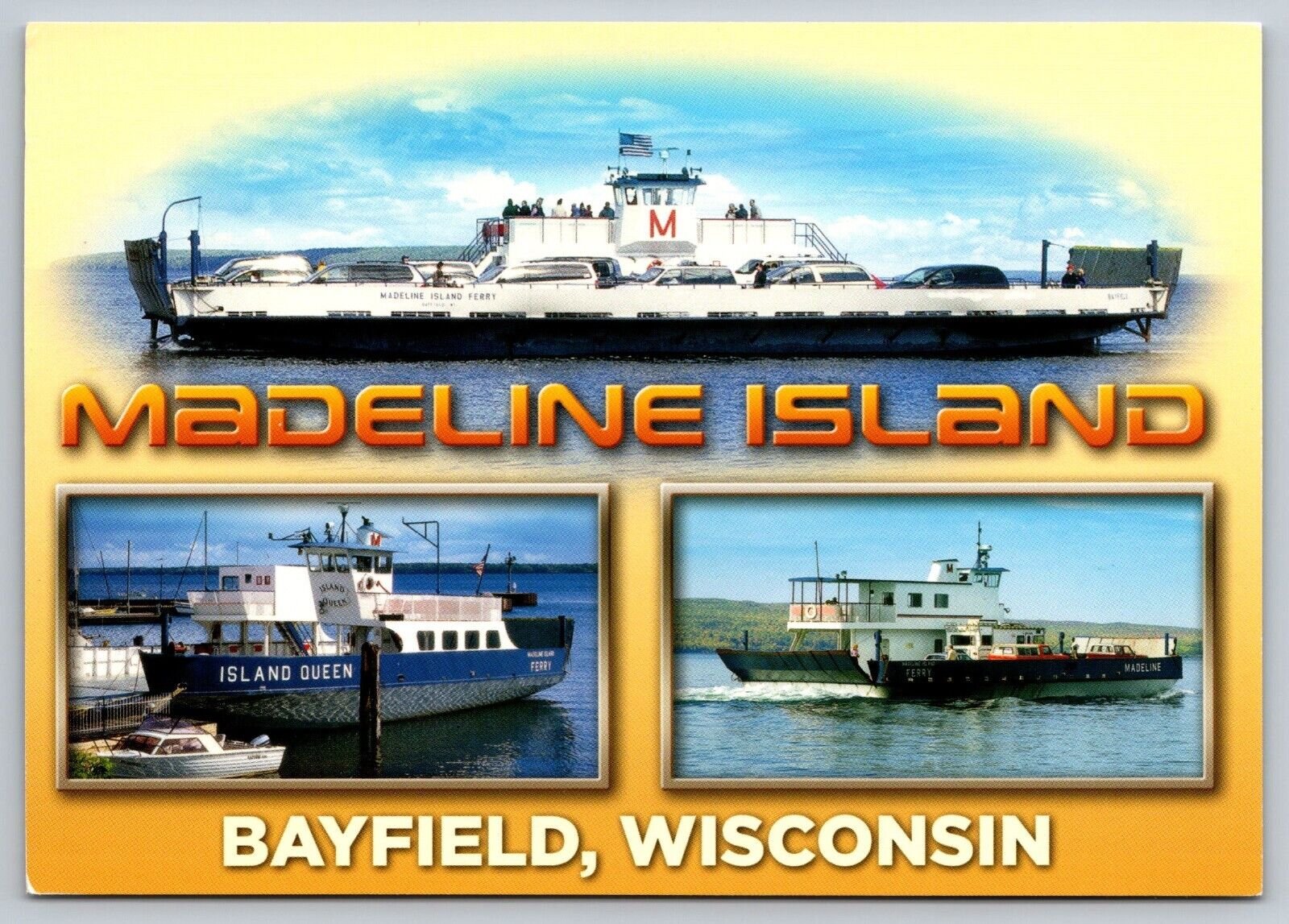 Postcard 6X4 Madeline Island Bayfield Wisconsin Ferry Boats Lake Superior A12