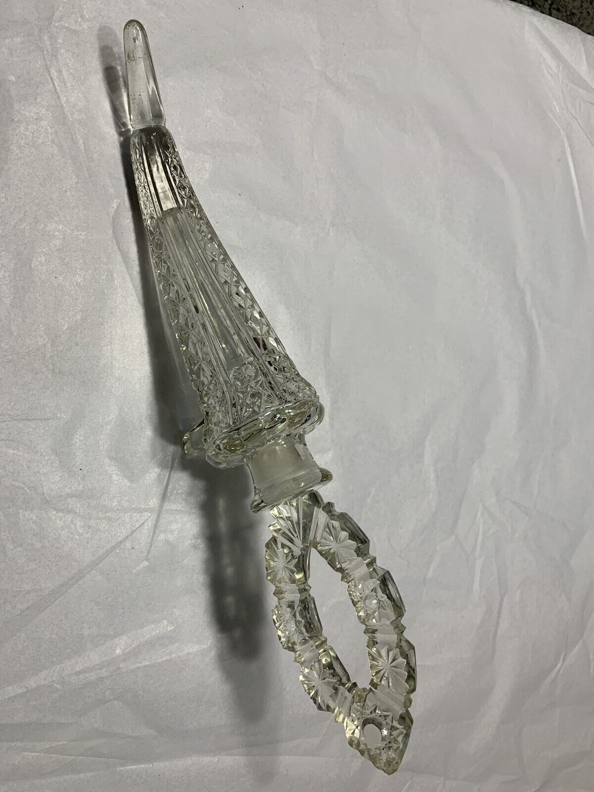 Vtg 60s Cornucopia Crystal Perfume Decanter Footed Lg 4” Stopper 11.5”