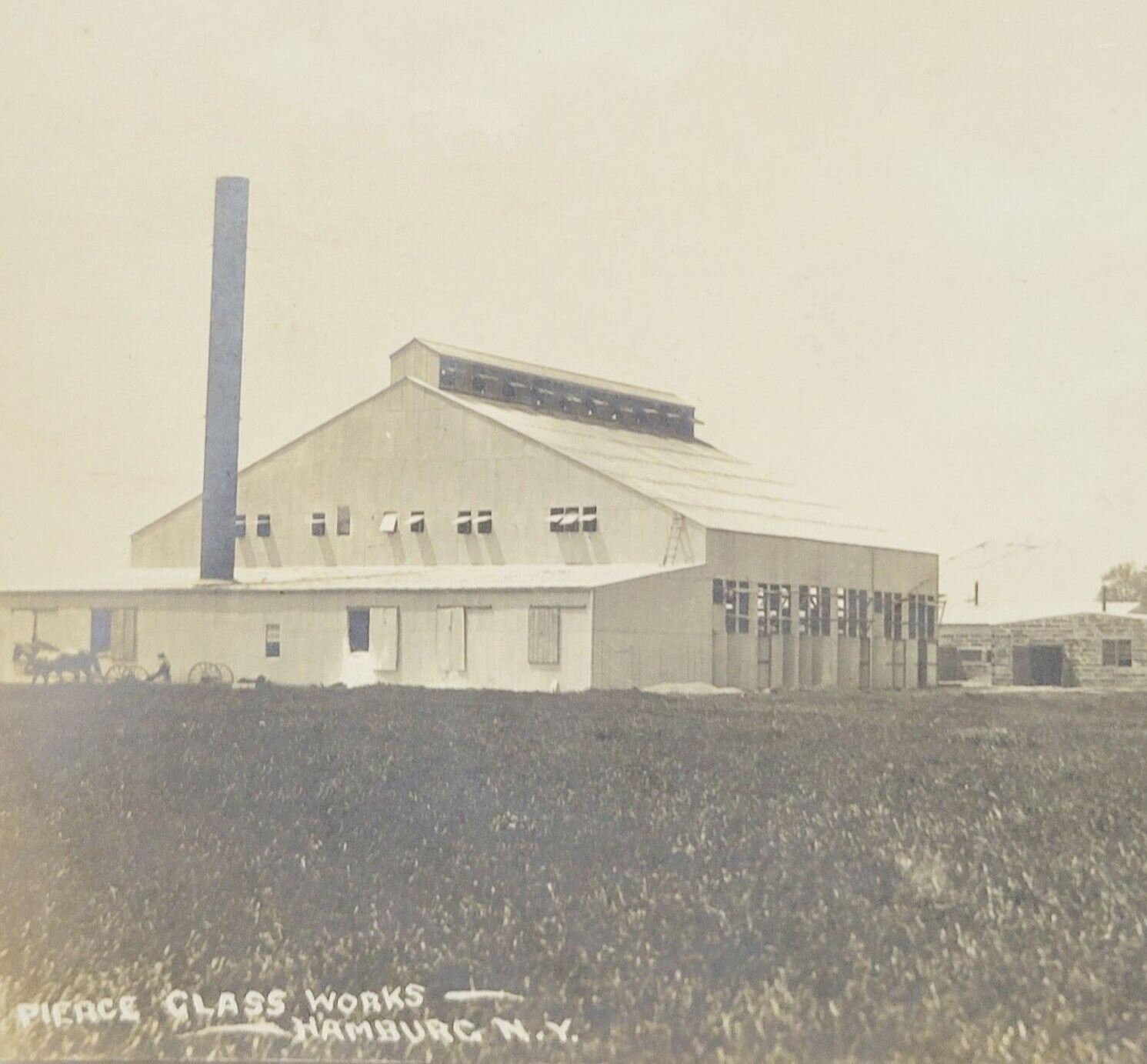 Rare 1913 RPPC Postcard Hamburg New York Pieace Glass Works Factory Erie Co NY