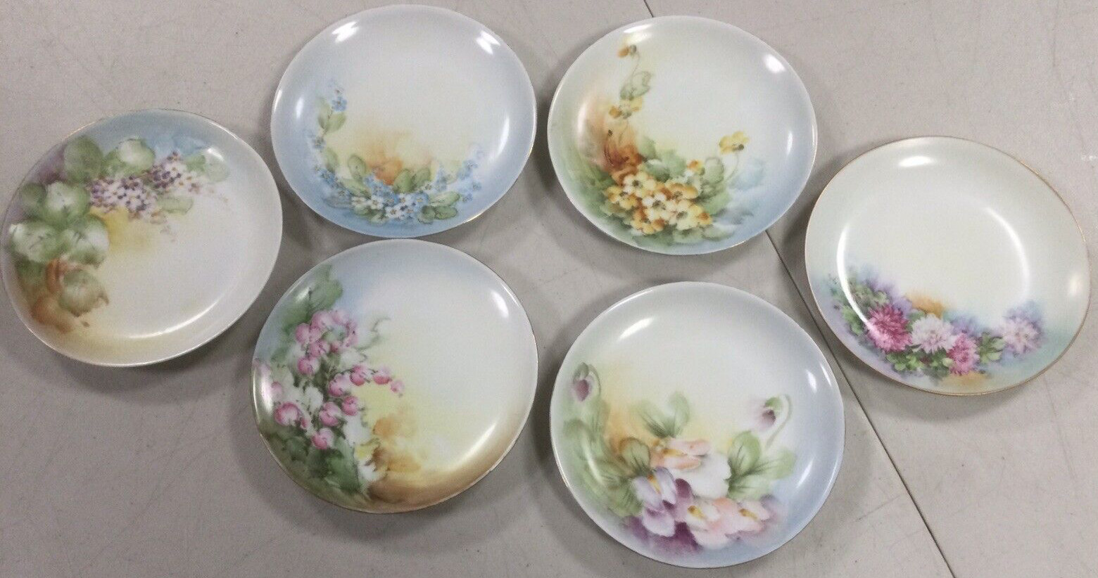 6 Vintage Hutschenreuther Selb Bavaria Hand Painted Plates 5 Are Signed
