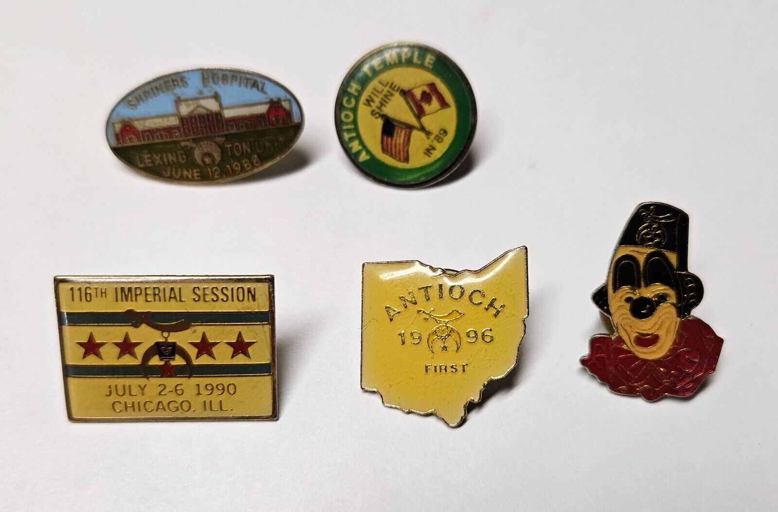Lot of 5 Antioch Shriners Masonic Temple Hat Pins
