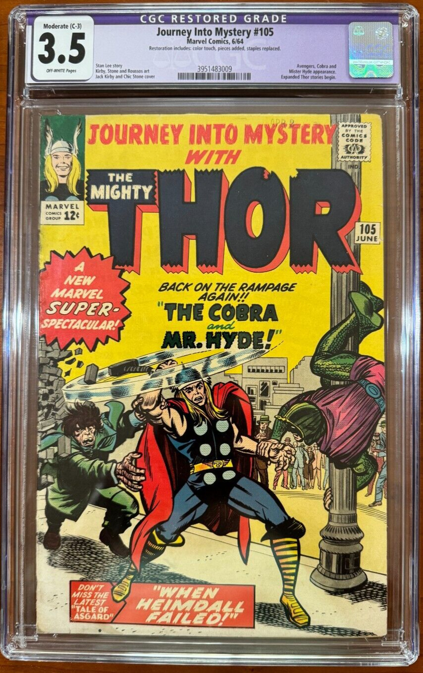JOURNEY INTO MYSTERY #105 THE MIGHTY THOR CGC 3.5 VG-