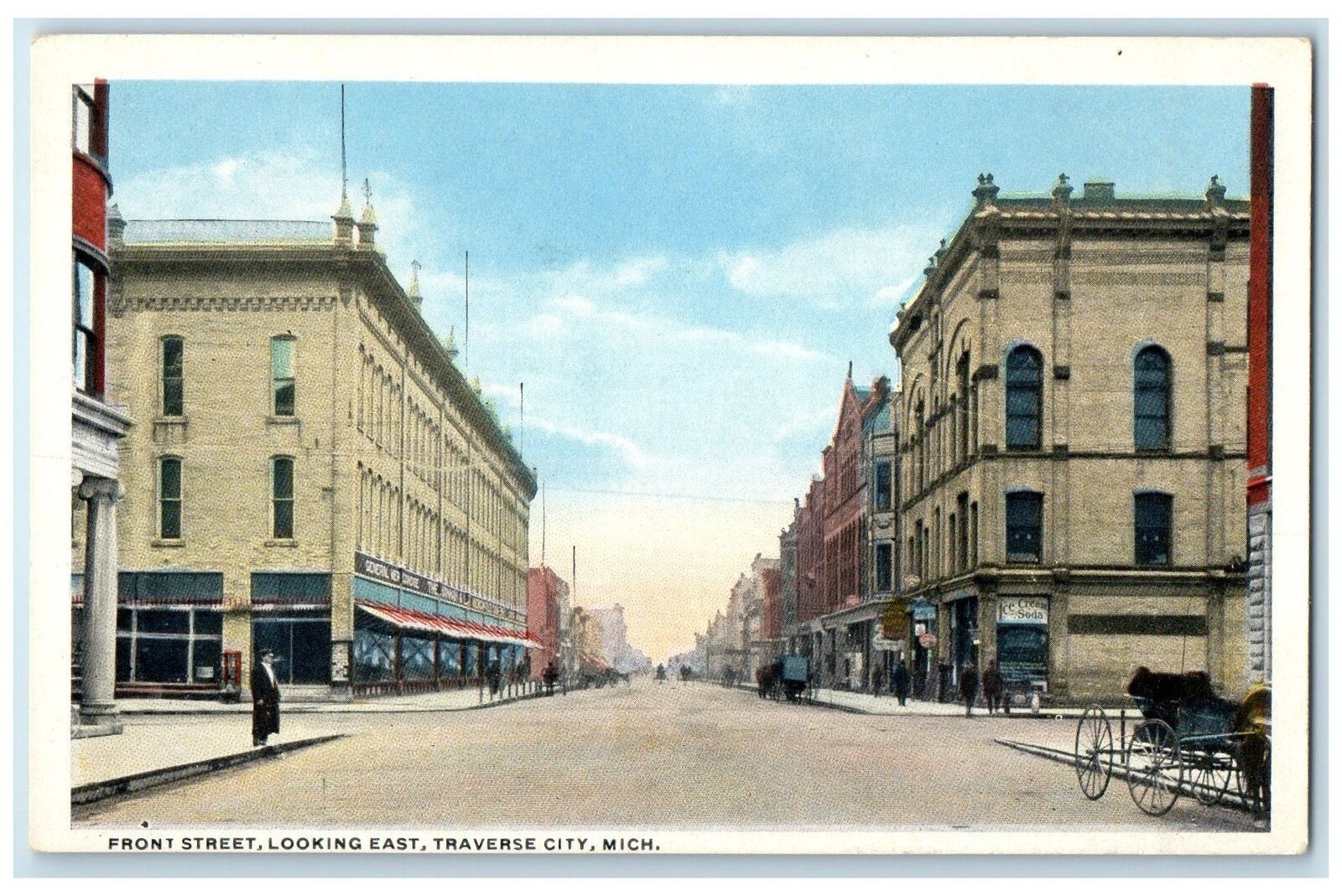 c1920\'s Front Street Looking East Traverse City Michigan MI Unposted Postcard