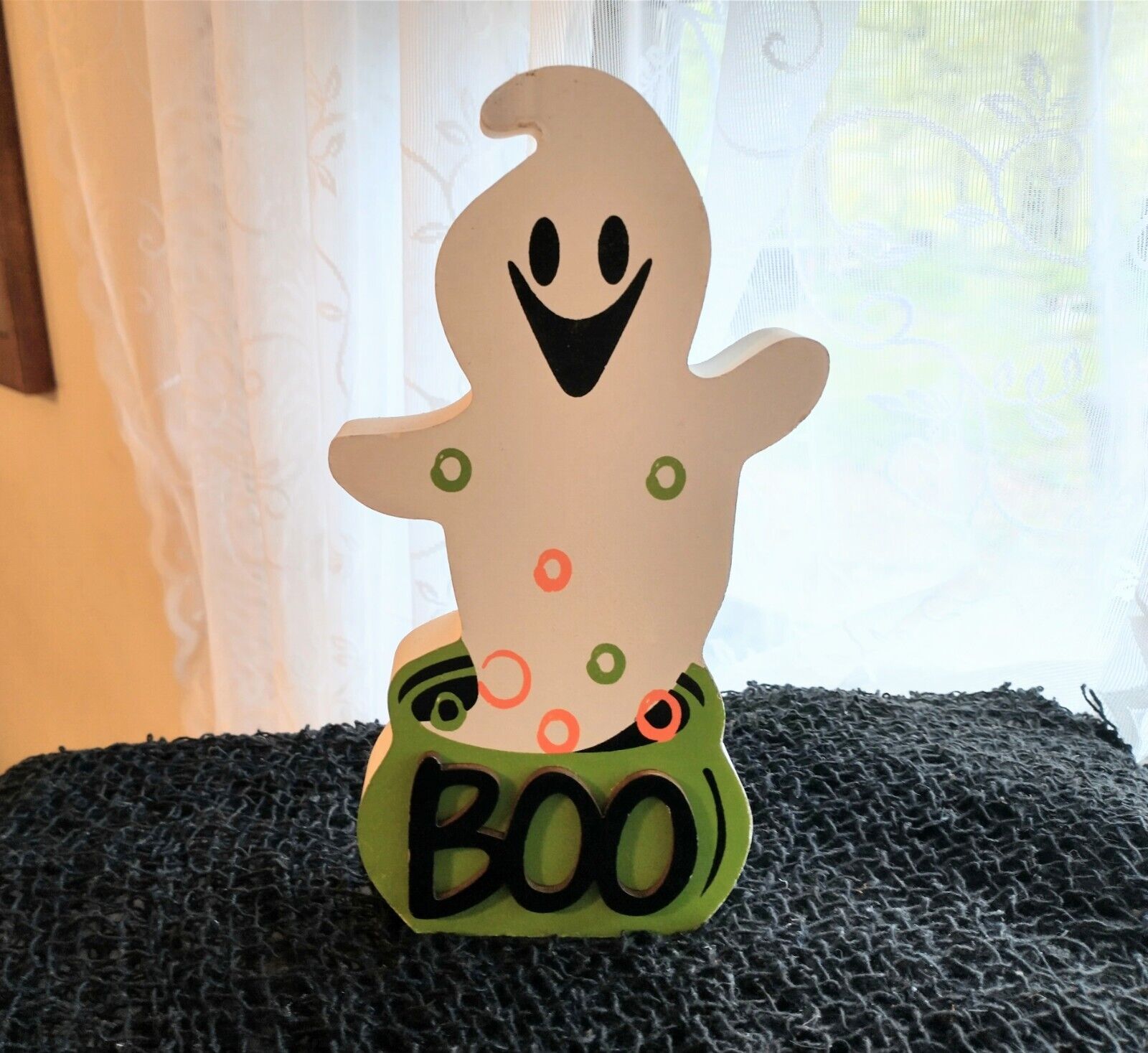 Halloween Wooden Ghost Boo Figurine