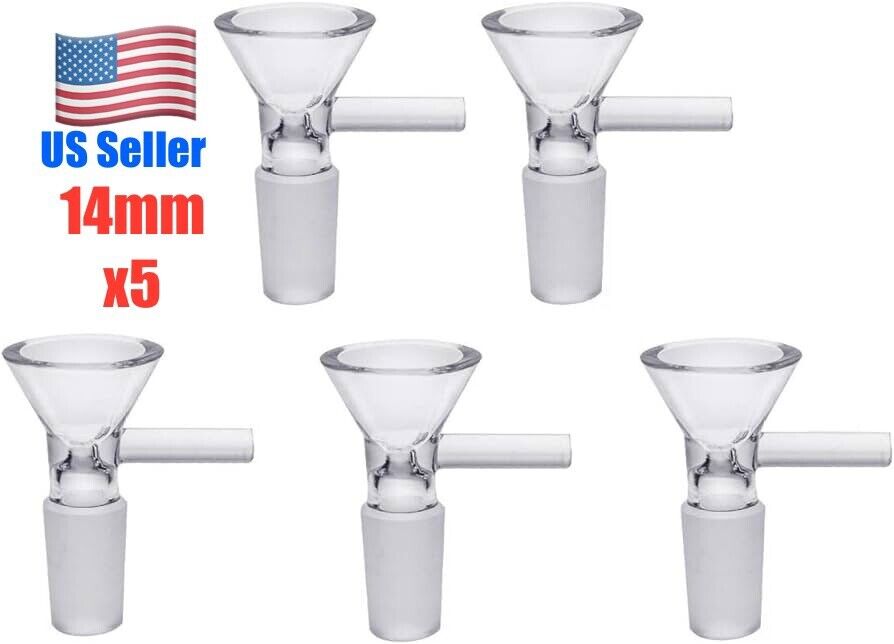 5x 14mm Male Glass Bowl For Water Pipe Hookah Bong Replacement Head (US Ship)
