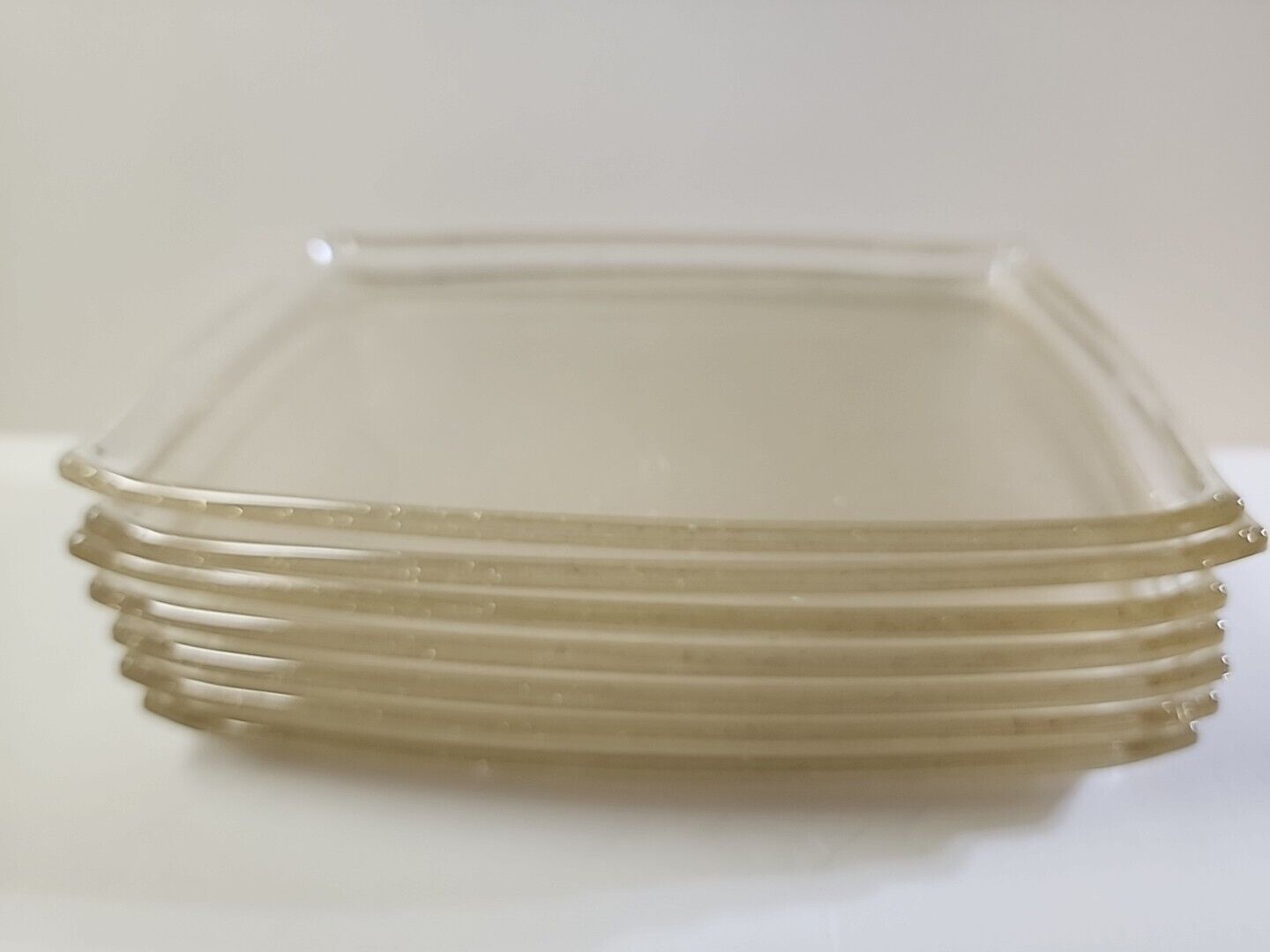 Vntg Mid Century Acrylic Lucite Glitter Snack Trays SET OF 7 VGUC Small Plates 