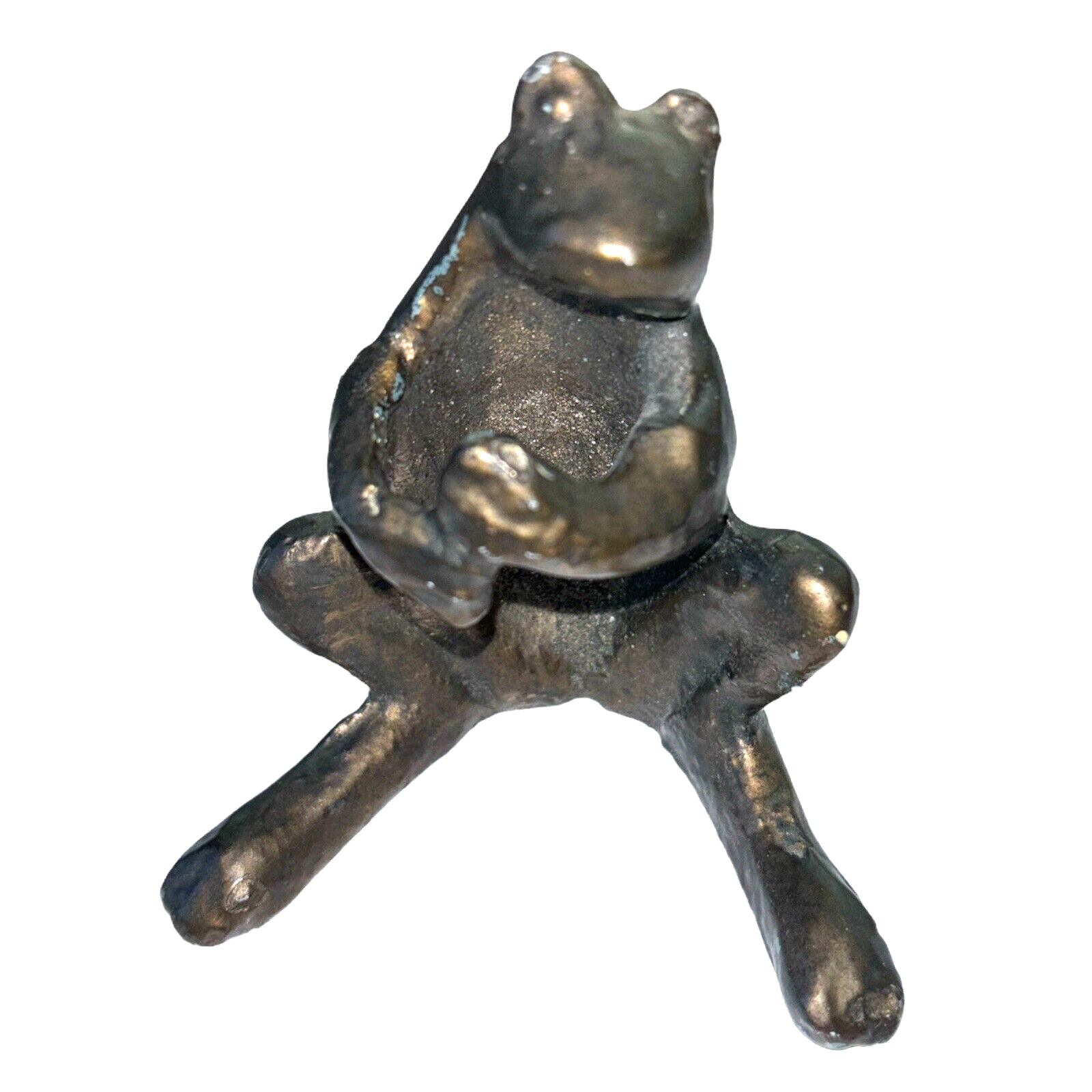 Vintage Bronze Tree Frog Hugger Figurine 4\