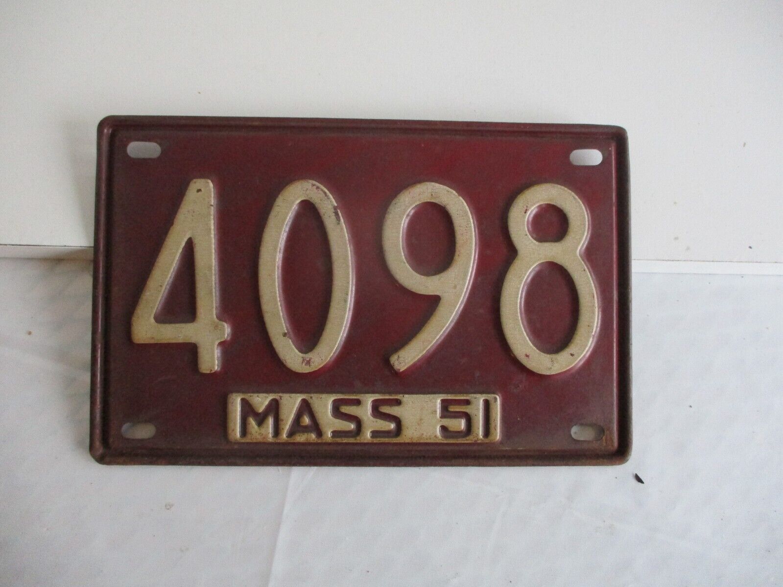 1951 Massachusetts License Plate Tag 4098