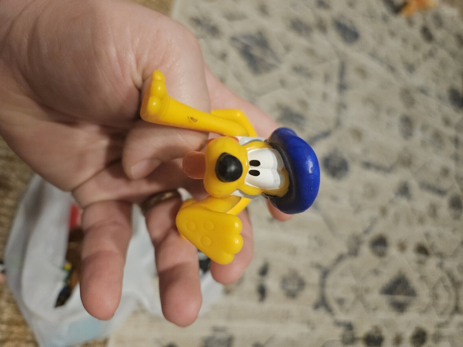 Vintage Walt Disney Pluto Posable Plastic Action Figure Toy Dog Beret French