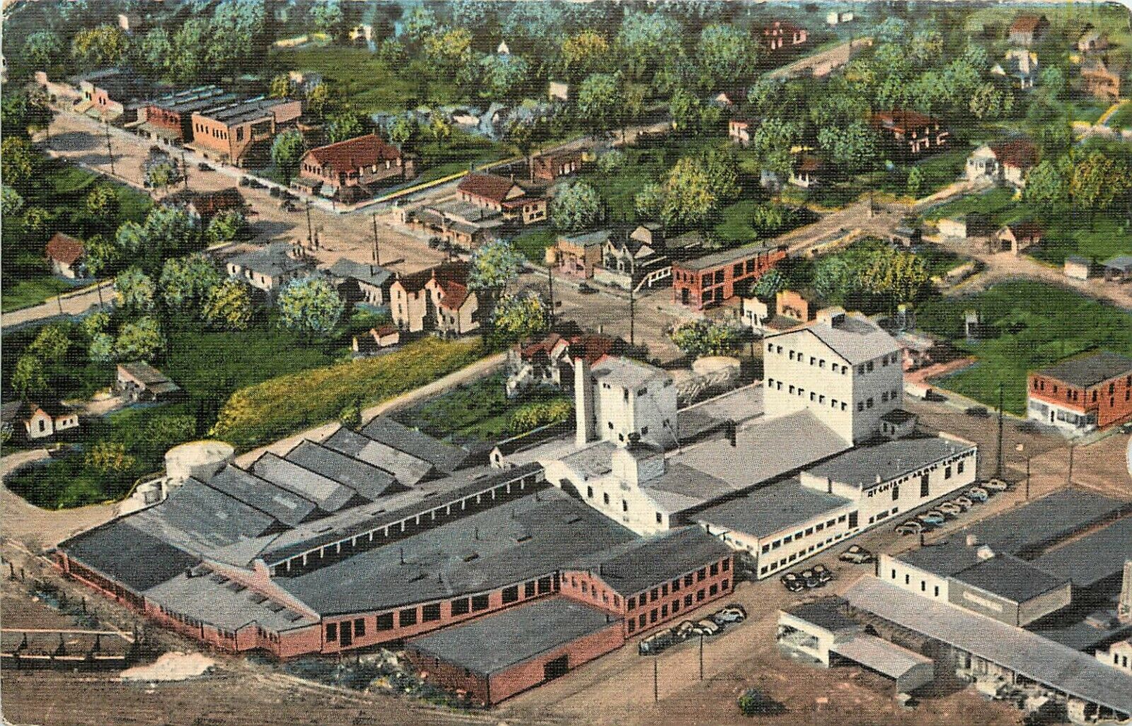 Linen Postcard Atchison KS Agrol Industrial Alcohol Factory, to Mix w/ Gasoline