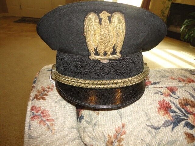 WW2 ITALIAN BLACK VISOR HAT, FOR HIGH RANKING OFFICER