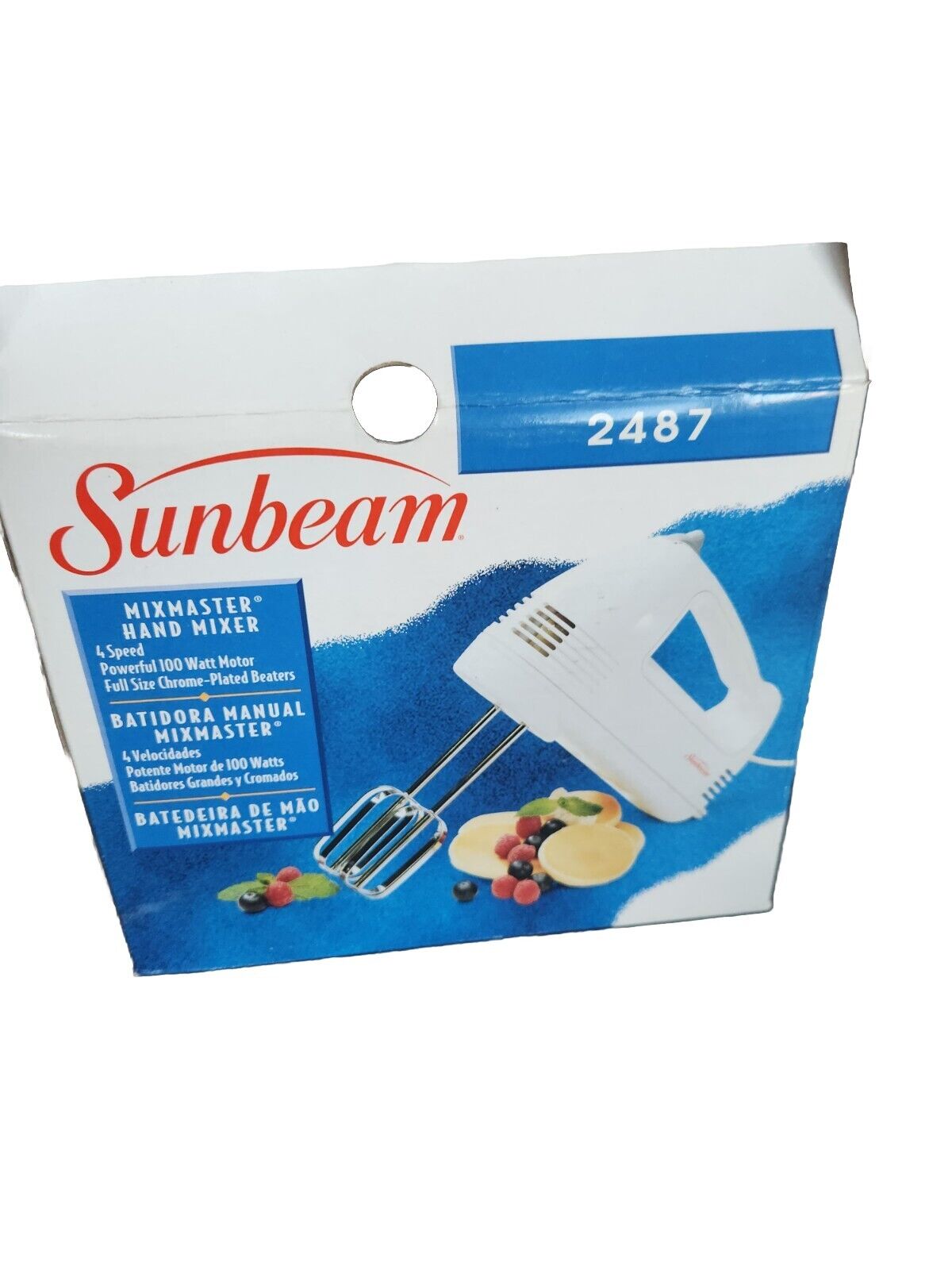 Sunbeam 2487 Mixmaster Hand Mixer 100 Watt 4 Speed New In Box