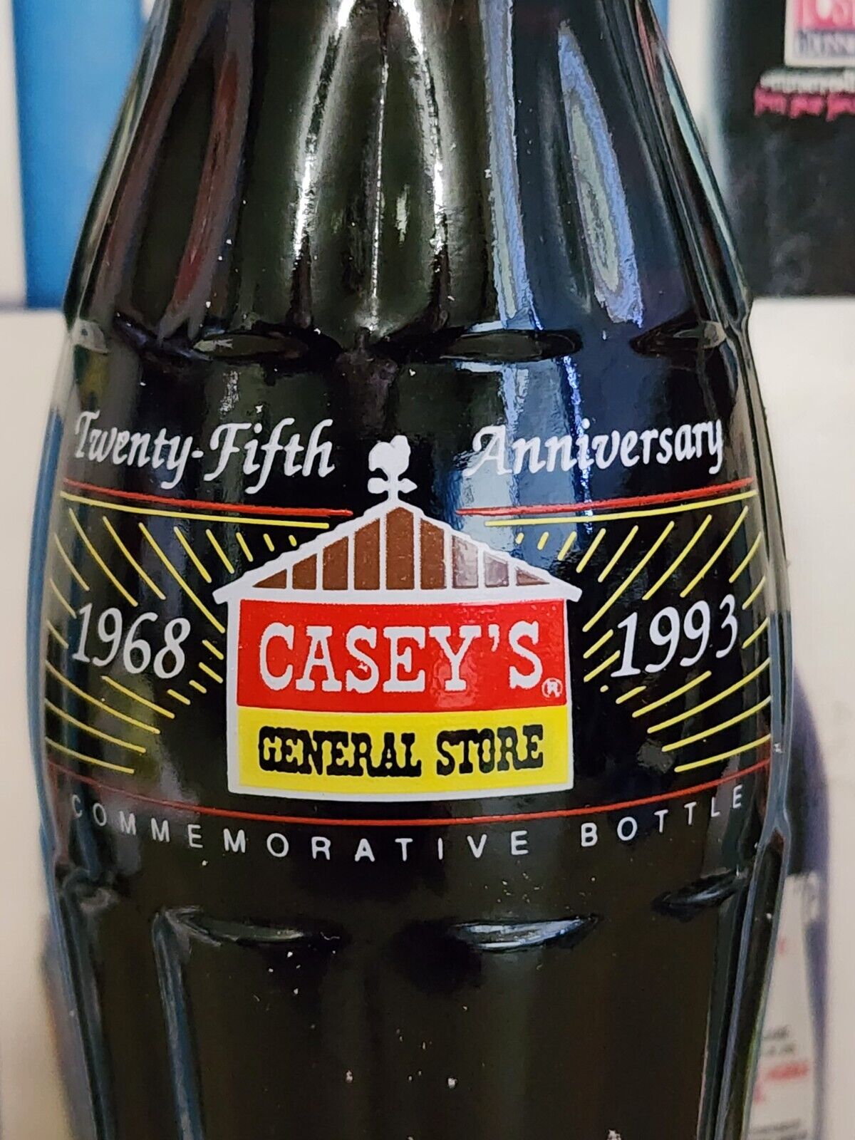 Coca-Cola 8oz commemorative bottle 1993 Caseys General Stores 25th Anniversary