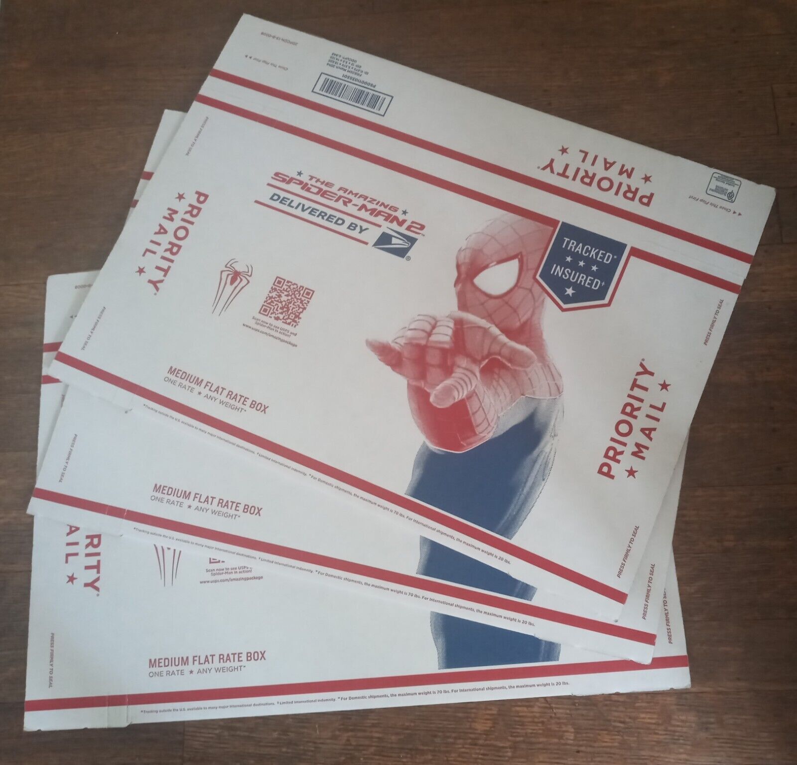 Lot Of 3 USPS Amazing Spider-Man 2 US Postal Service Priority Mail Boxes 2014