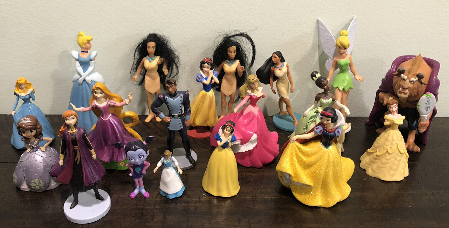 Disney Princess Deluxe Figures 19 Pc Snow White Bell Beast￼ Tiana