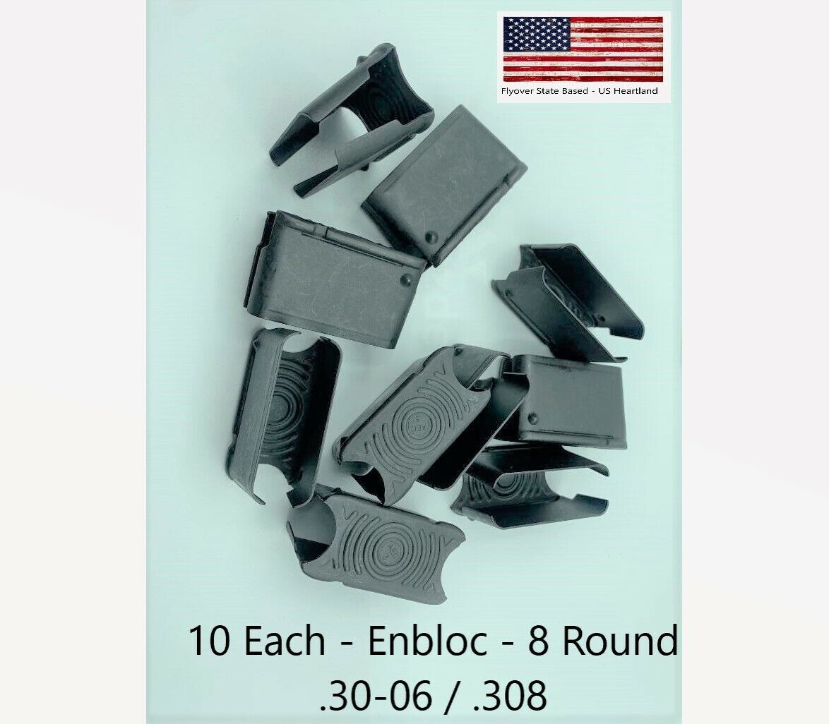 10 Each ENBLOC Clip  for M1 Garand Rifle Caliber 30 NEW 8 Round Clip 30-06 .308