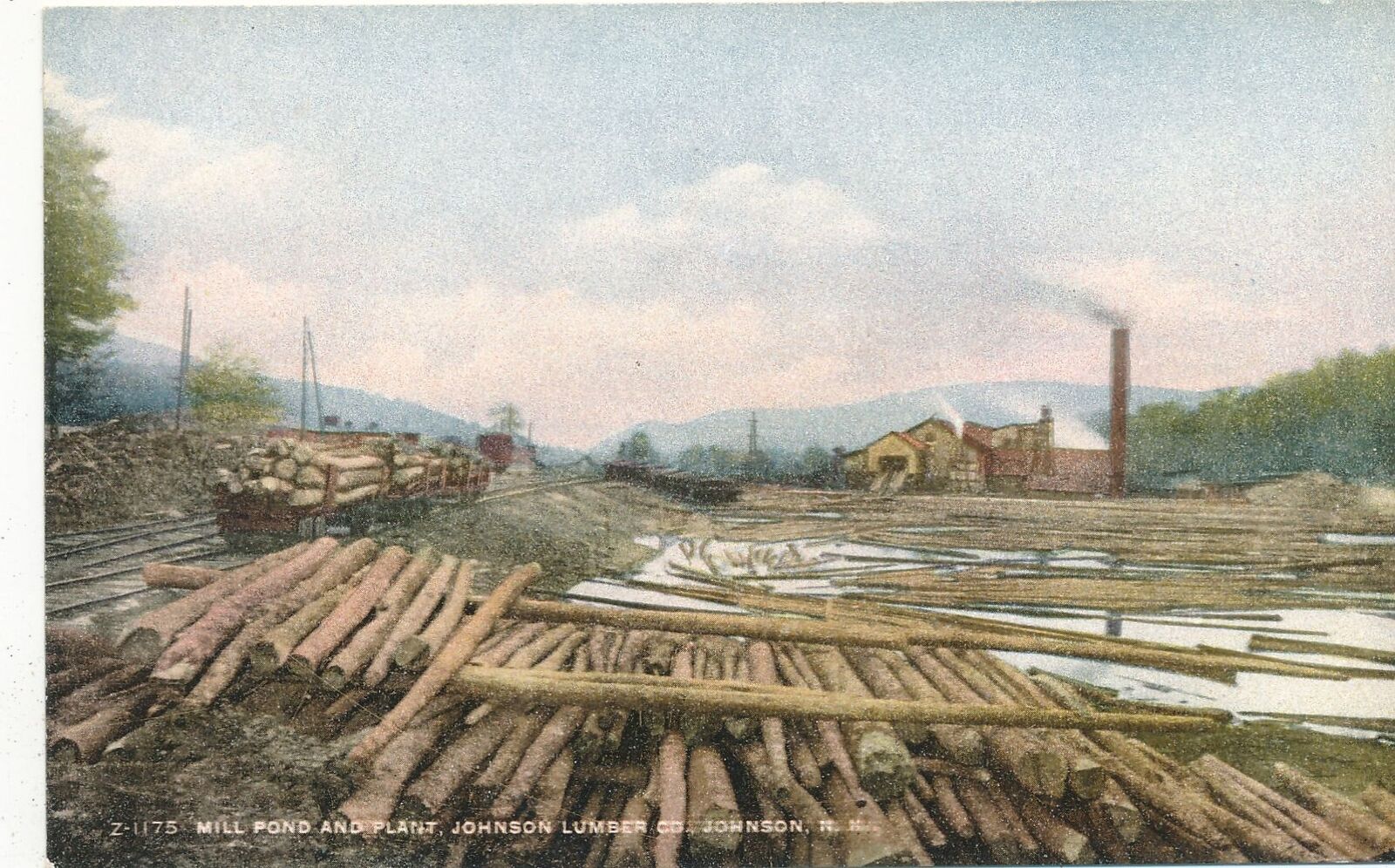 JOHNSON NH - Johnson Lumber Co. Mill Pond And Plant Postcard