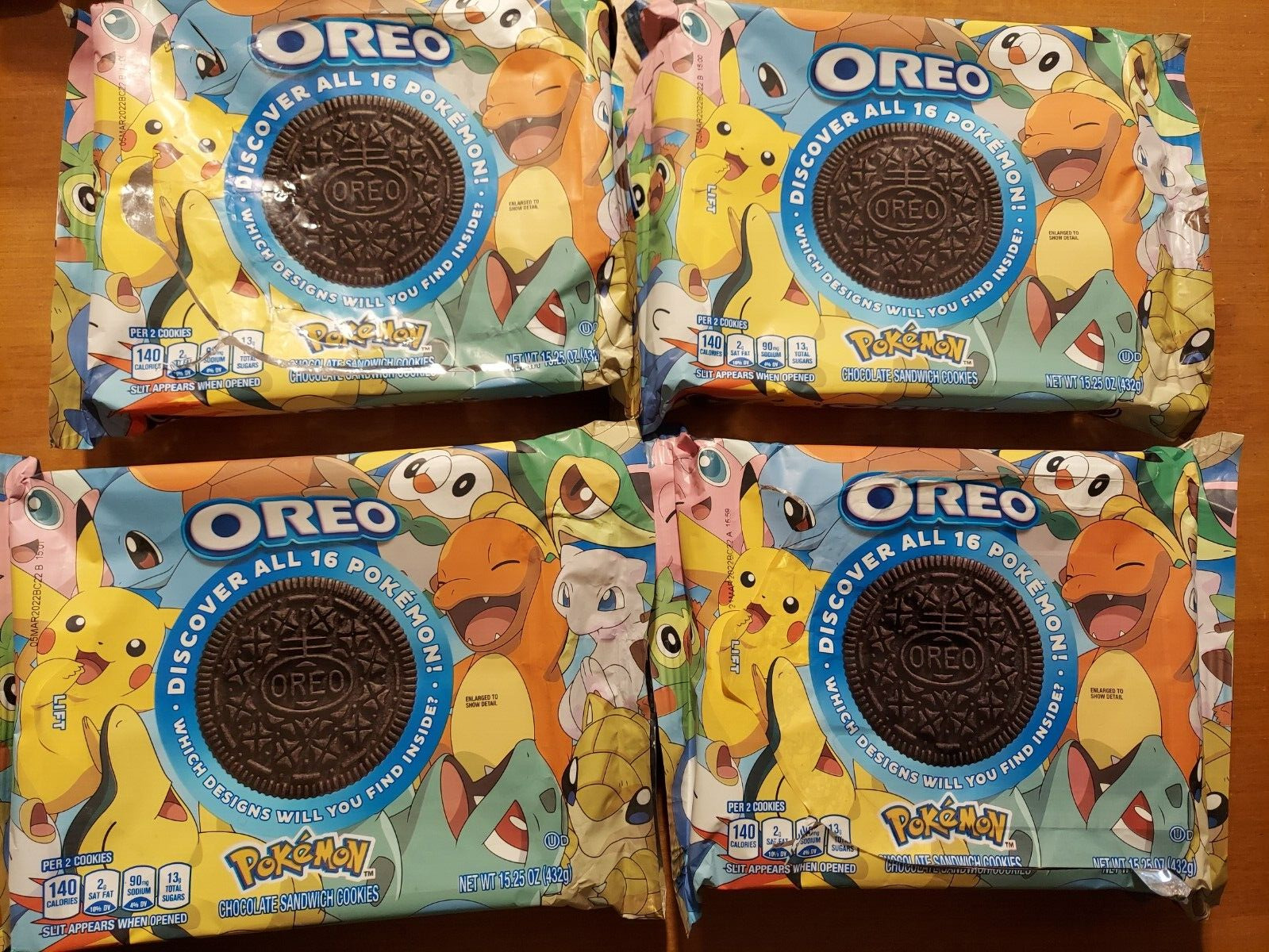 LOT 4 Oreo Pokemon EMPTY Limited Collectible Cookies PACKAGING ONLY DISPLAY READ