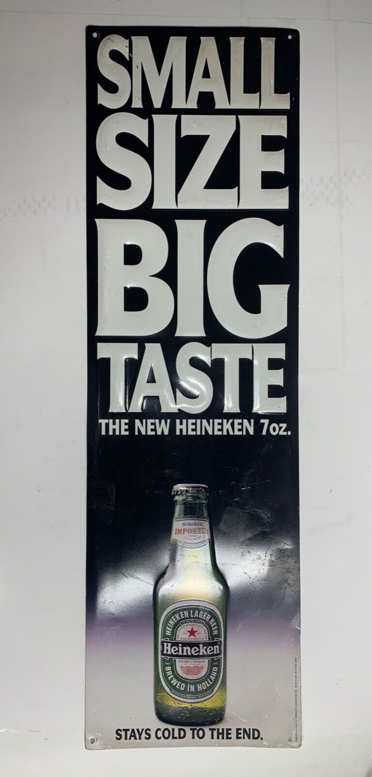 Heineken Metal Tacker Sign Small Size Big Taste RARE Long 28\