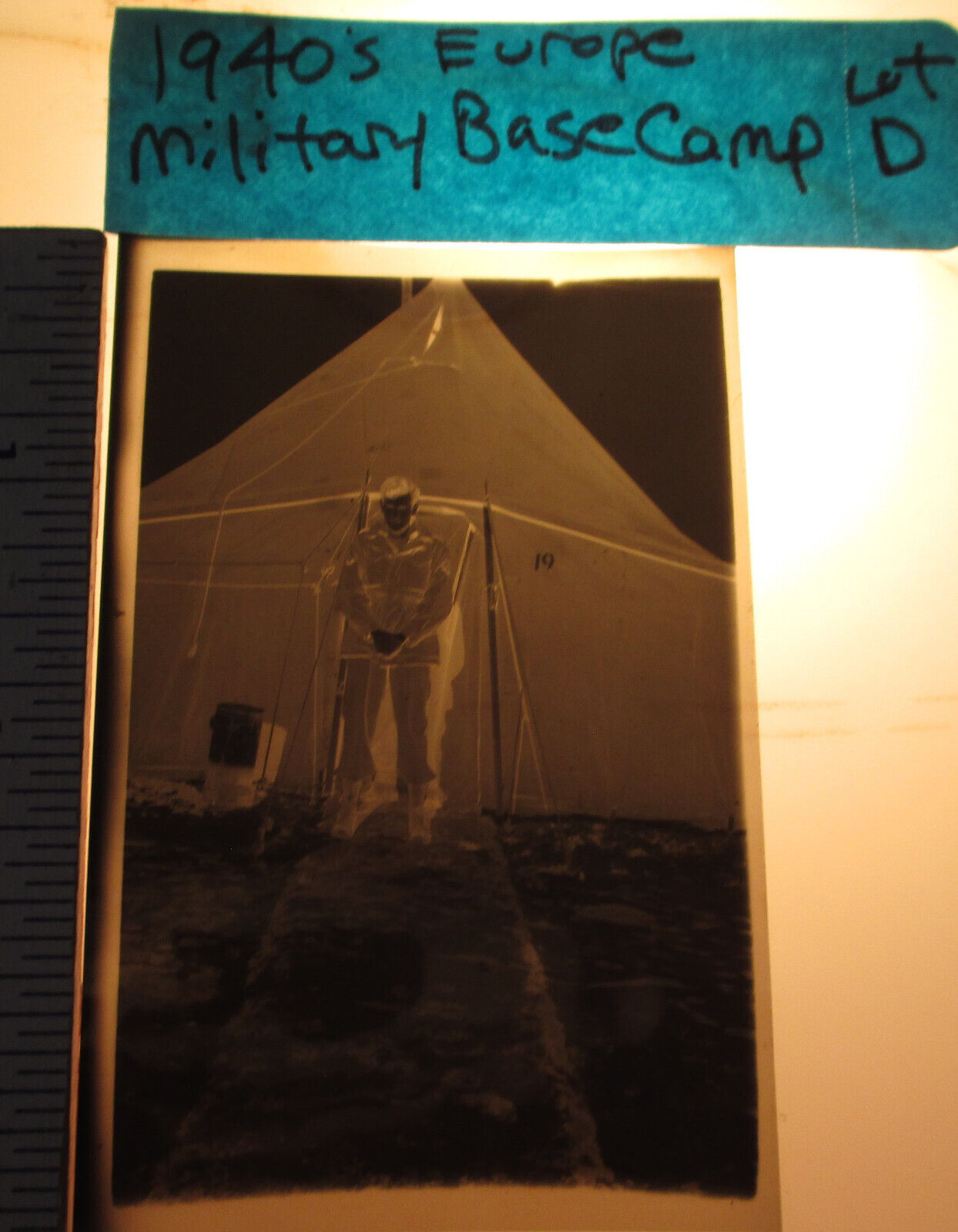 Vintage 1940s Photo 120 Negative WWII Europe US Soldier Army Camp Military Tent