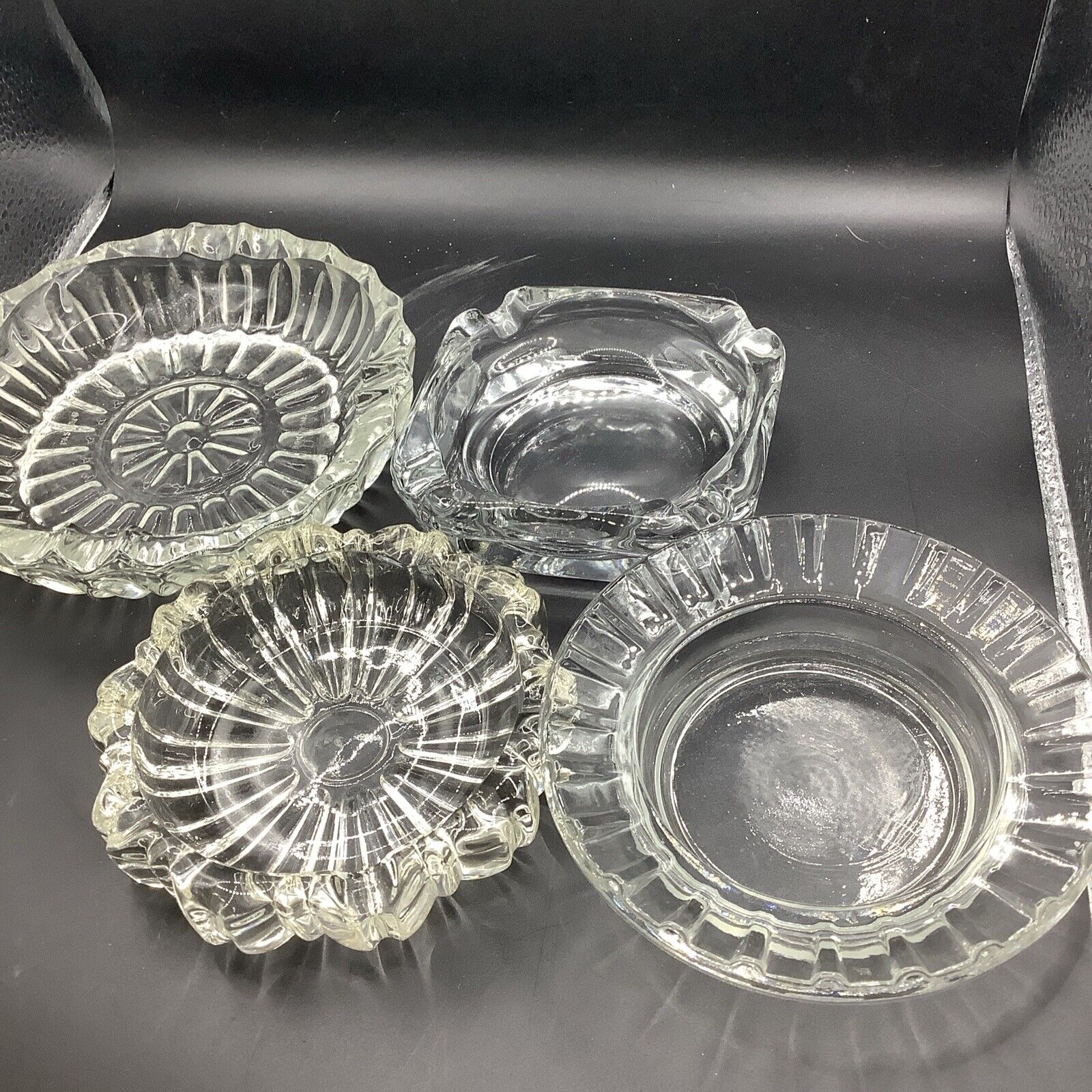 Vintage Clear Glass Ashtrays Lot Of 5
